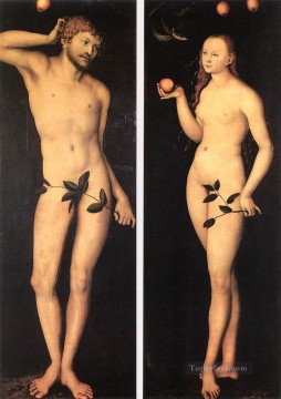 Adán y Eva 1528 religioso Lucas Cranach el Viejo desnudo Pinturas al óleo